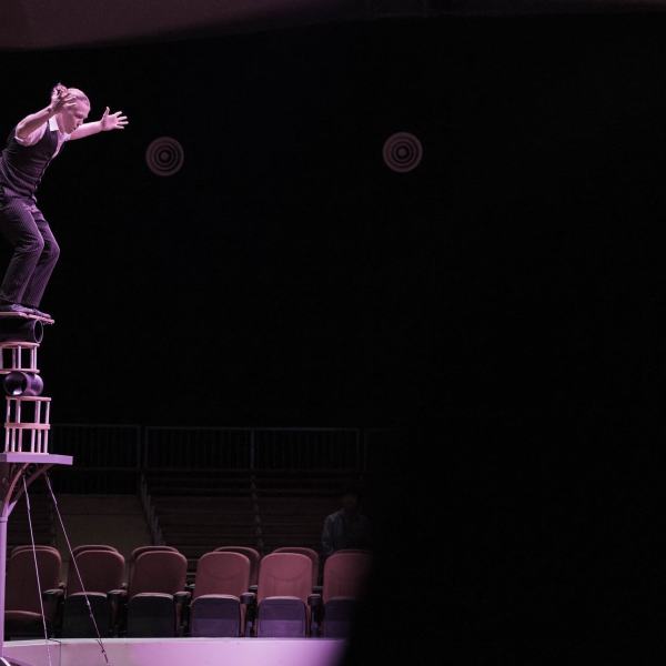 a person in a dark room