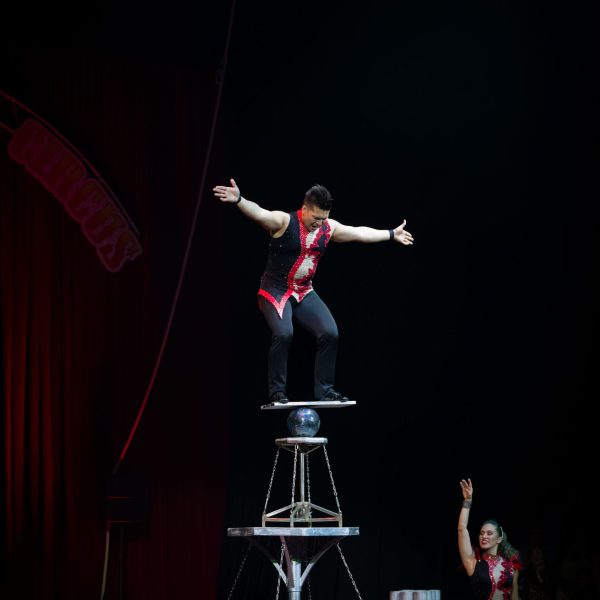 a person standing on a stage