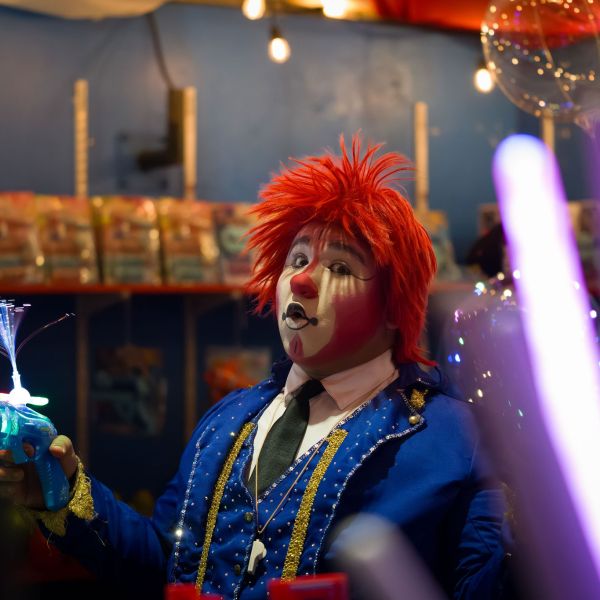 a person standing in front of a stage